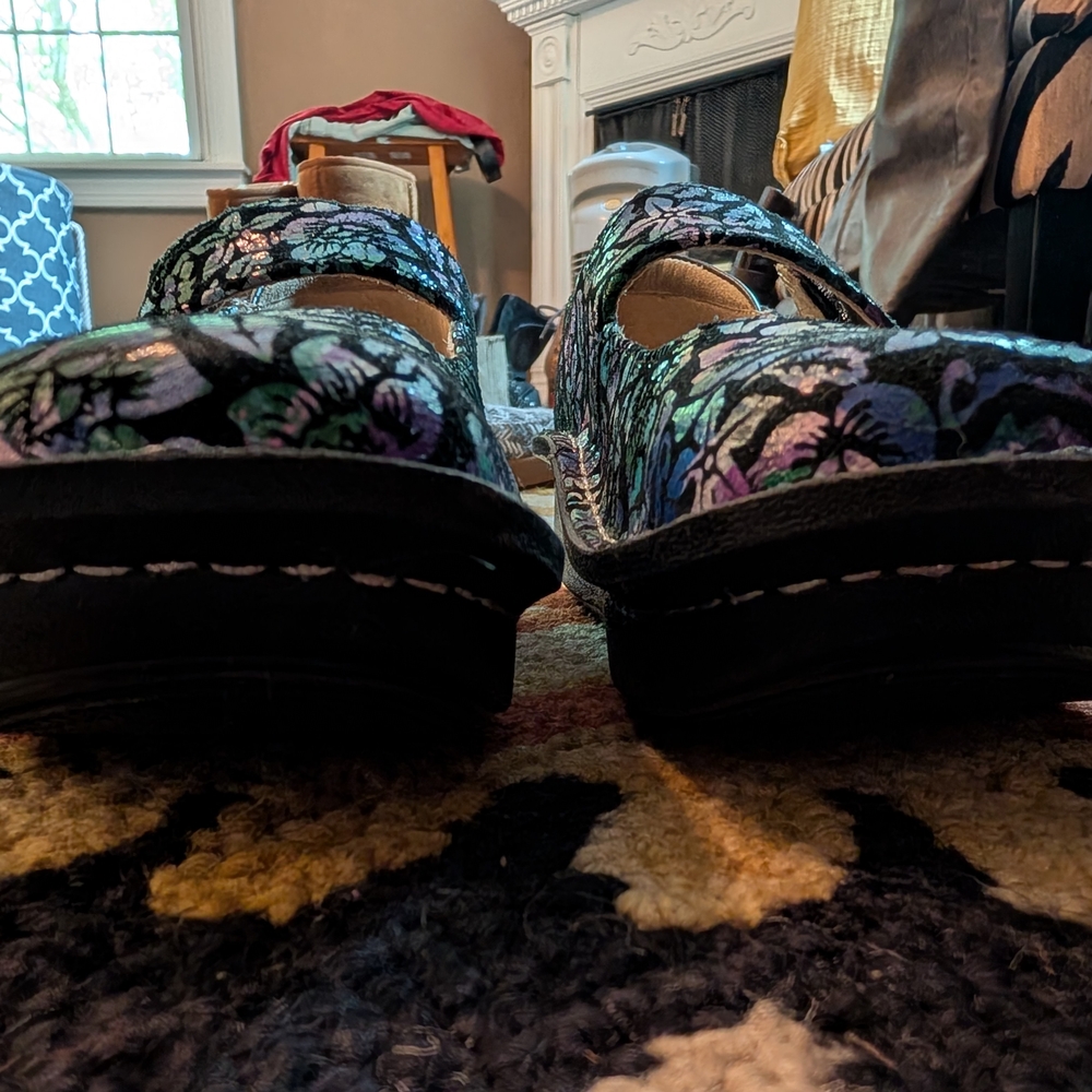 Alegria Black and Purple Flats with Decorative Upper